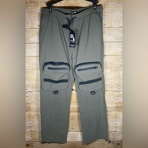 NWT American Stitch Mens Sz XL Nylon Cargo Pants Elastic Waist Army Green